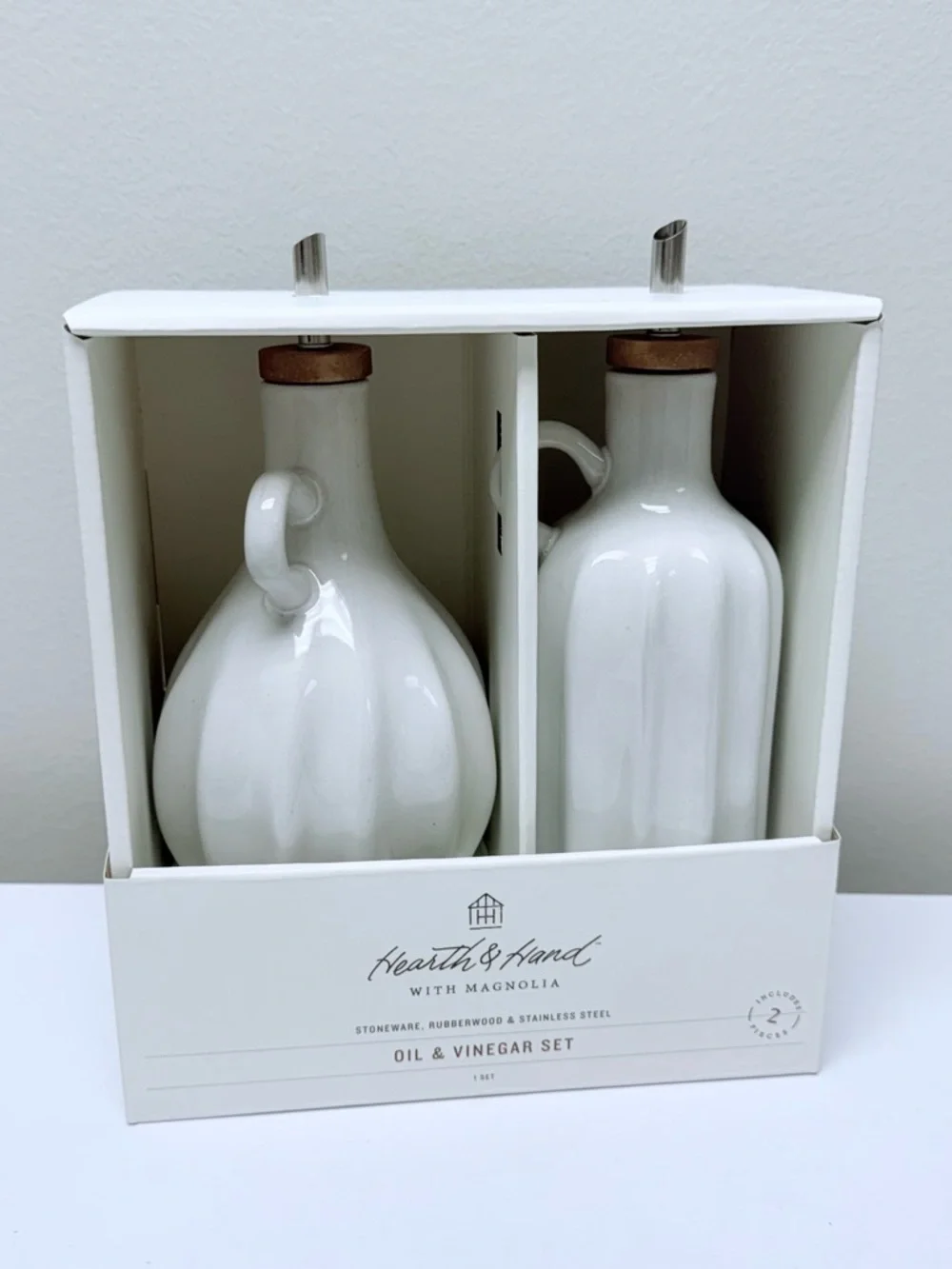 Stoneware Oil & Vinegar Set Hearth & Hand™ with Magnolia 15.5 fl oz & 12.5 fl oz
